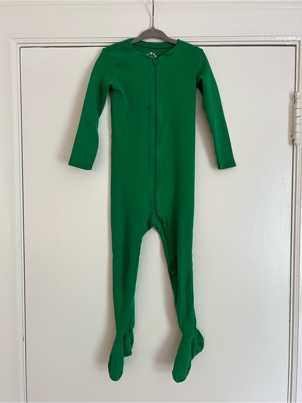 Primary footie pajamas organic cotton green 2T